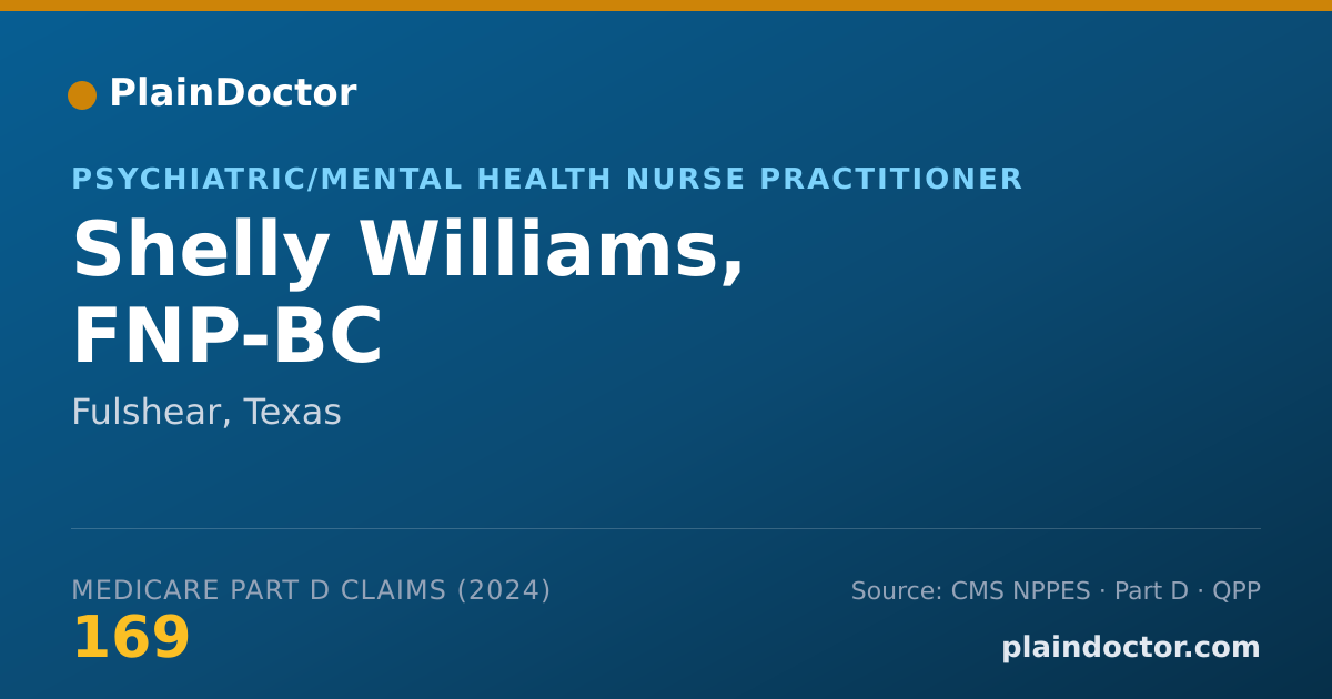 Shareable card for Shelly Williams, FNP-BC - Psychiatric/Mental Health Nurse Practitioner, Fulshear, TX