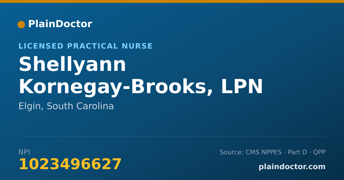 Shareable card for Shellyann Kornegay-Brooks, LPN - Licensed Practical Nurse, Elgin, SC