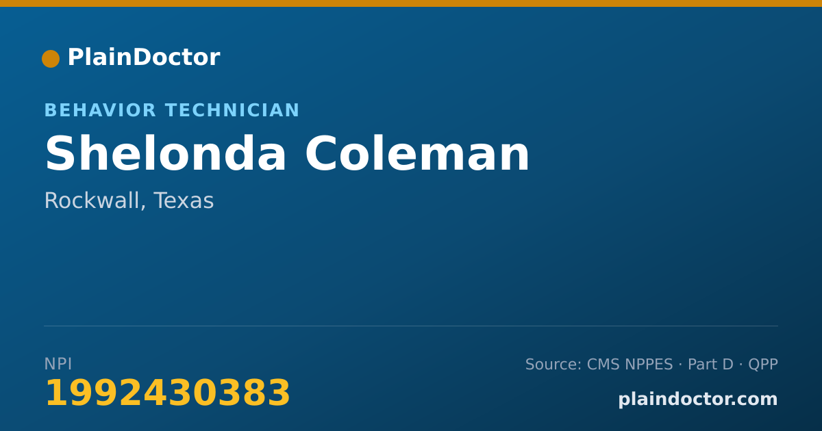 Shareable card for Shelonda Coleman - Behavior Technician, Rockwall, TX