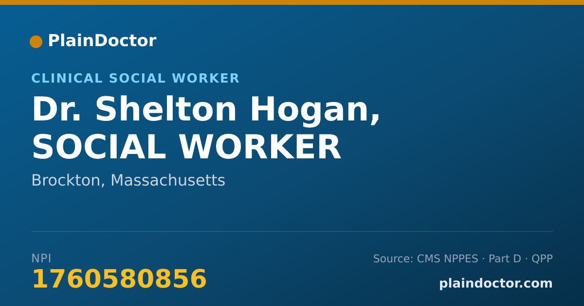 Shareable card for Shelton Hogan, SOCIAL WORKER - Clinical Social Worker, Brockton, MA