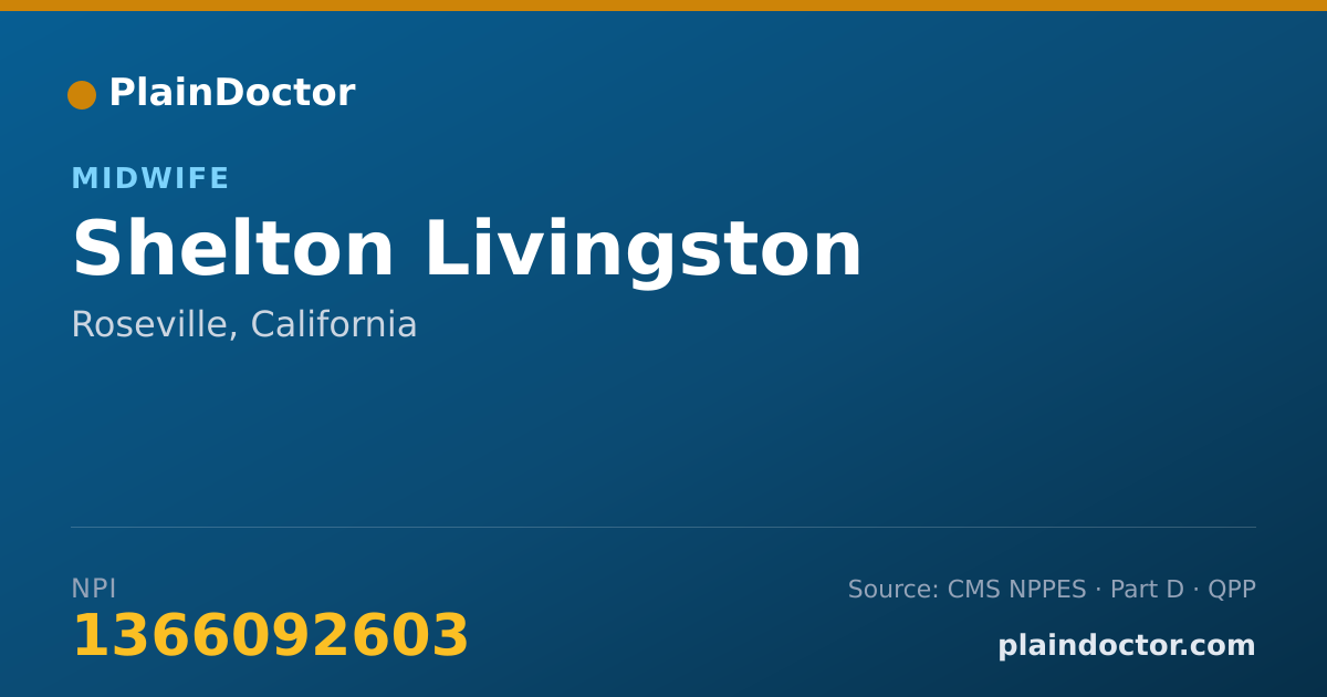 Shareable card for Shelton Livingston - Midwife, Roseville, CA
