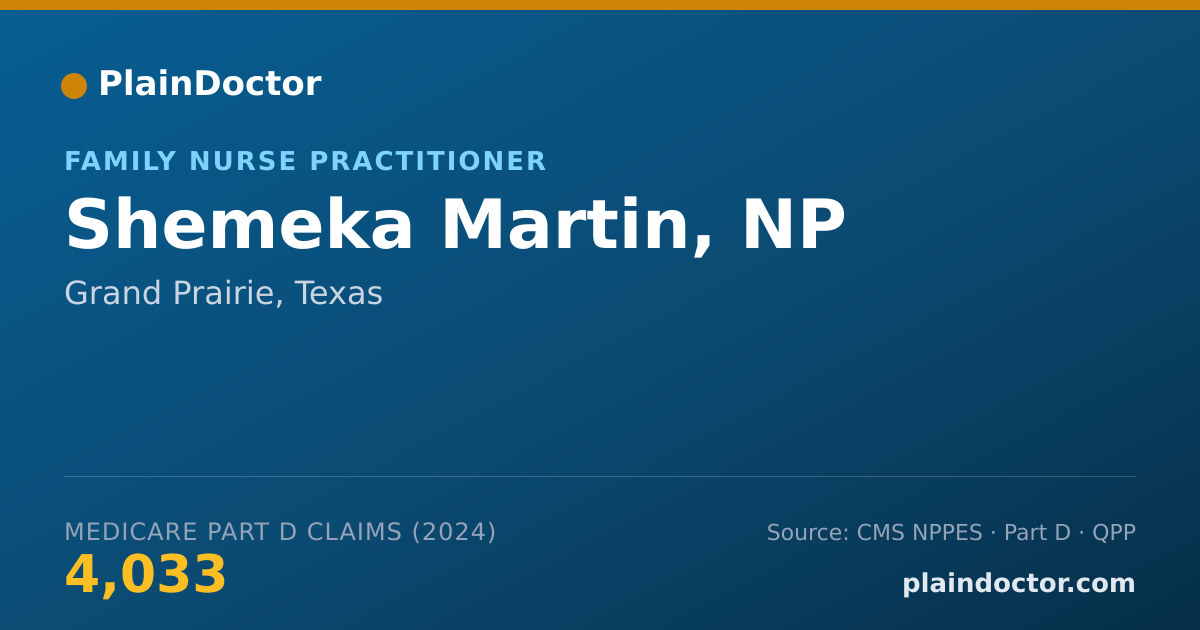 Shareable card for Shemeka Martin, NP - Family Nurse Practitioner, Grand Prairie, TX