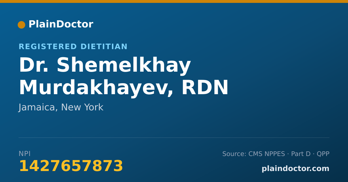 Shareable card for Shemelkhay Murdakhayev, RDN - Registered Dietitian, Jamaica, NY