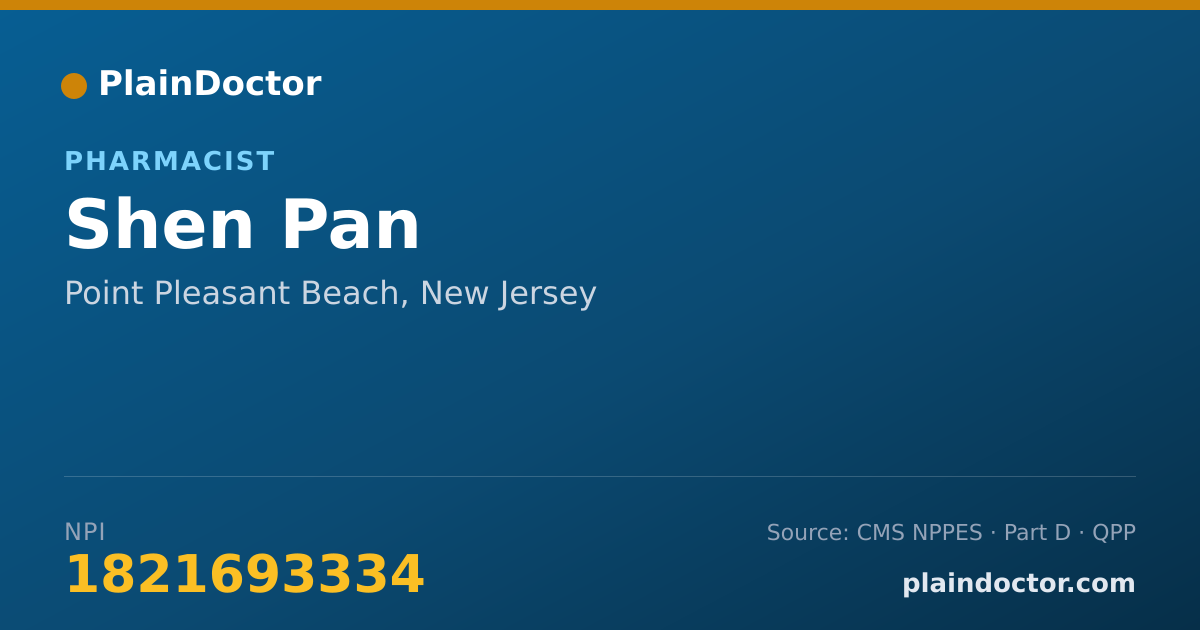Shareable card for Shen Pan - Pharmacist, Point Pleasant Beach, NJ