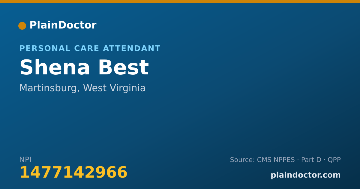 Shareable card for Shena Best - Personal Care Attendant, Martinsburg, WV