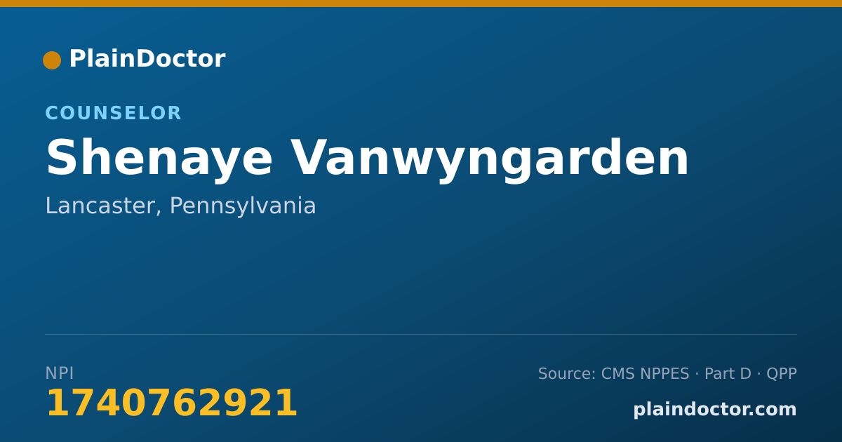 Shareable card for Shenaye Vanwyngarden - Counselor, Lancaster, PA