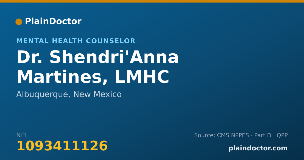 Shareable card for Shendri'Anna Martines, LMHC - Mental Health Counselor, Albuquerque, NM