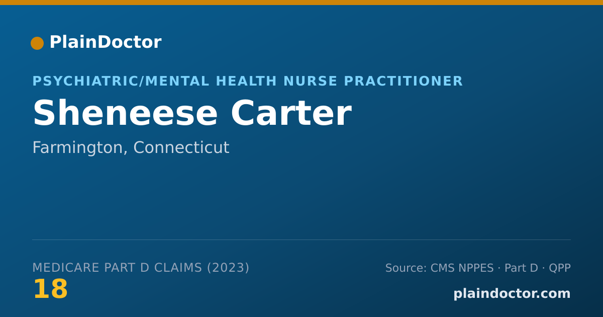 Shareable card for Sheneese Carter - Psychiatric/Mental Health Nurse Practitioner, Farmington, CT