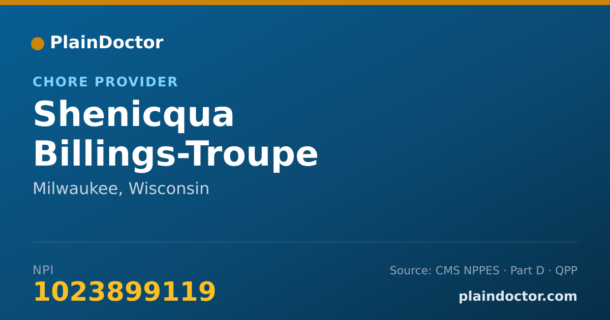 Shareable card for Shenicqua Billings-Troupe - Chore Provider, Milwaukee, WI