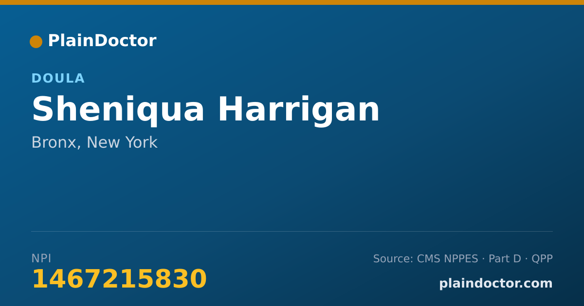 Shareable card for Sheniqua Harrigan - Doula, Bronx, NY