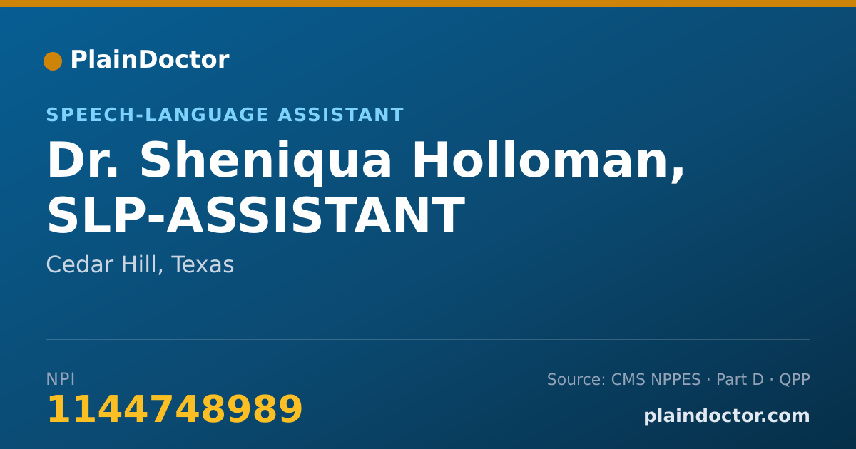 Shareable card for Sheniqua Holloman, SLP-ASSISTANT - Speech-Language Assistant, Cedar Hill, TX