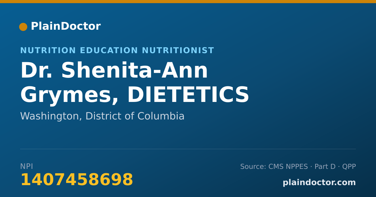 Shareable card for Shenita-Ann Grymes, DIETETICS - Nutrition Education Nutritionist, Washington, DC