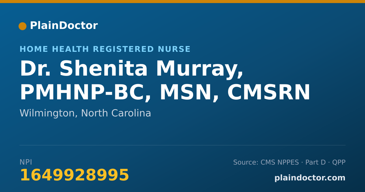 Shareable card for Shenita Murray, PMHNP-BC, MSN, CMSRN - Home Health Registered Nurse, Wilmington, NC