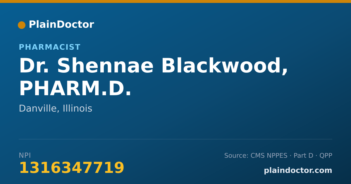 Shareable card for Shennae Blackwood, PHARM.D. - Pharmacist, Danville, IL
