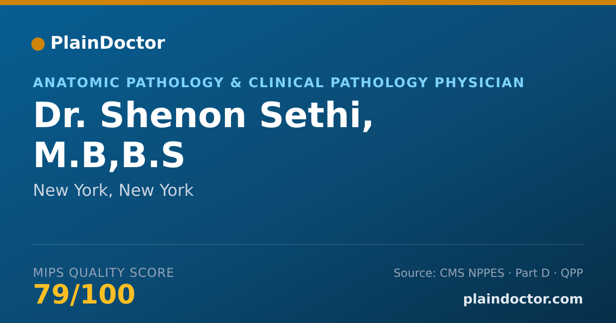 Shareable card for Shenon Sethi, M.B,B.S - Anatomic Pathology & Clinical Pathology Physician, New York, NY
