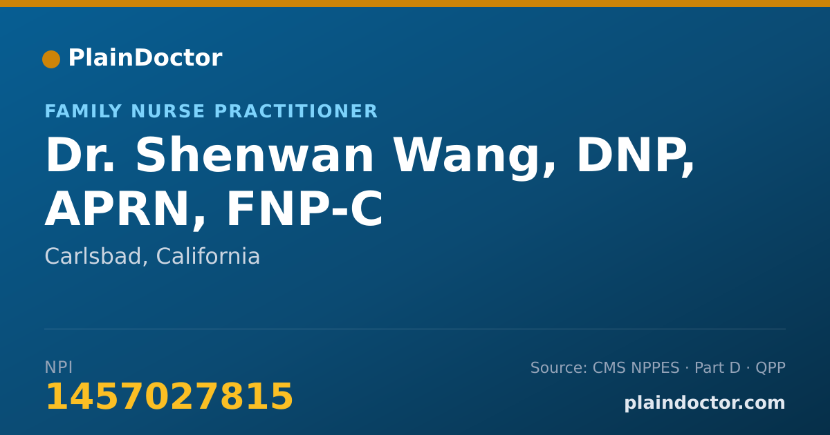 Shareable card for Shenwan Wang, DNP, APRN, FNP-C - Family Nurse Practitioner, Carlsbad, CA