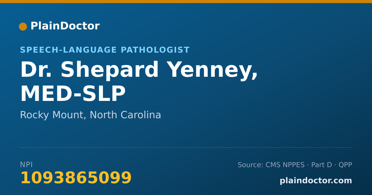 Shareable card for Shepard Yenney, MED-SLP - Speech-Language Pathologist, Rocky Mount, NC
