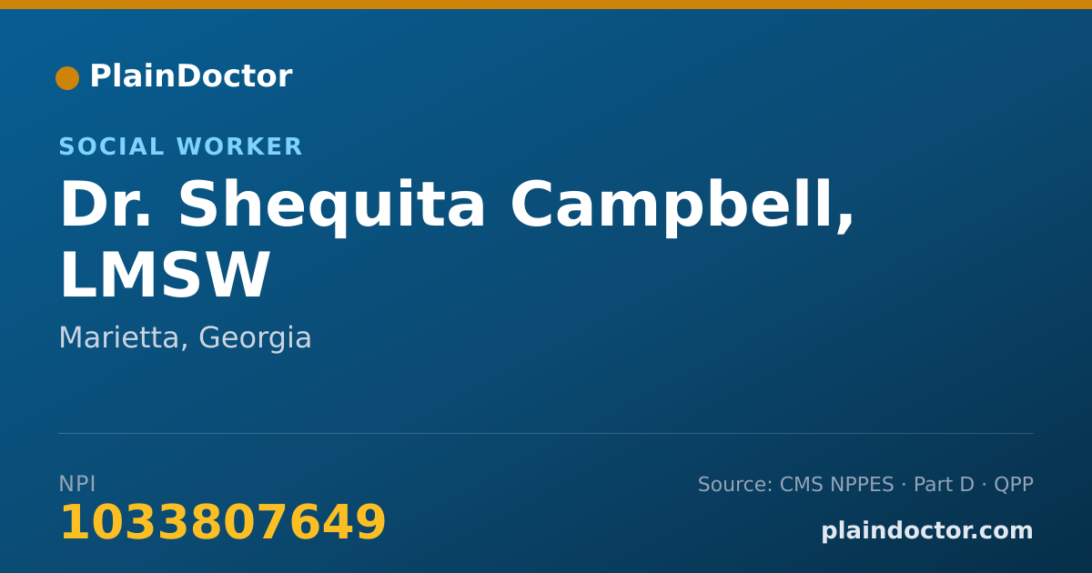 Shareable card for Shequita Campbell, LMSW - Social Worker, Marietta, GA