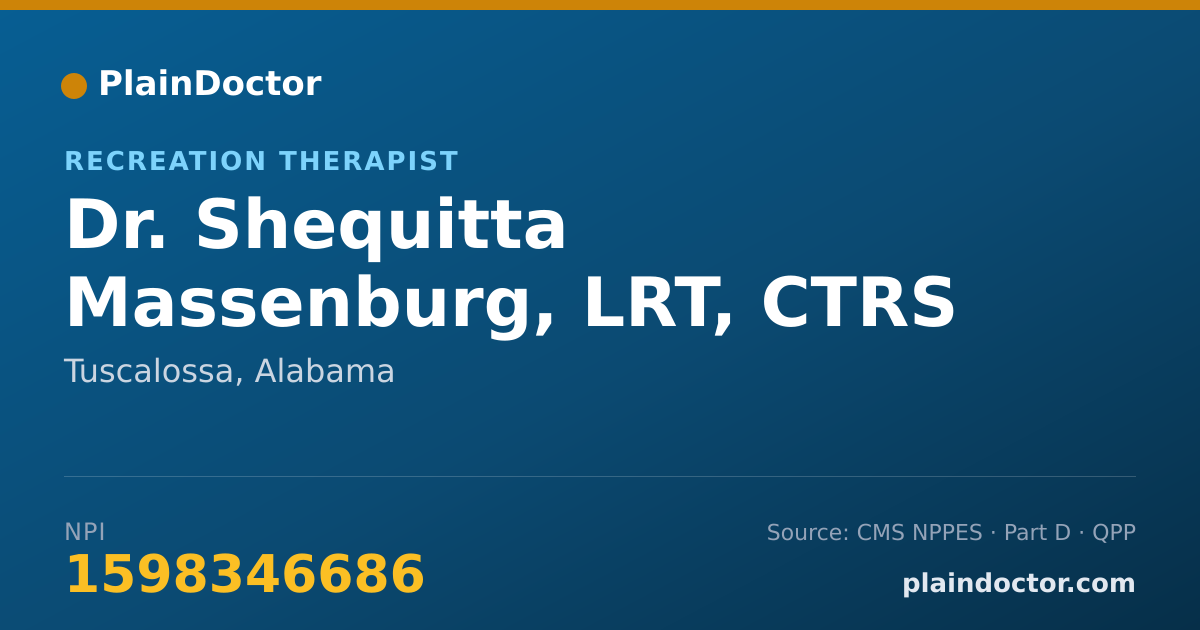 Shareable card for Shequitta Massenburg, LRT, CTRS - Recreation Therapist, Tuscalossa, AL