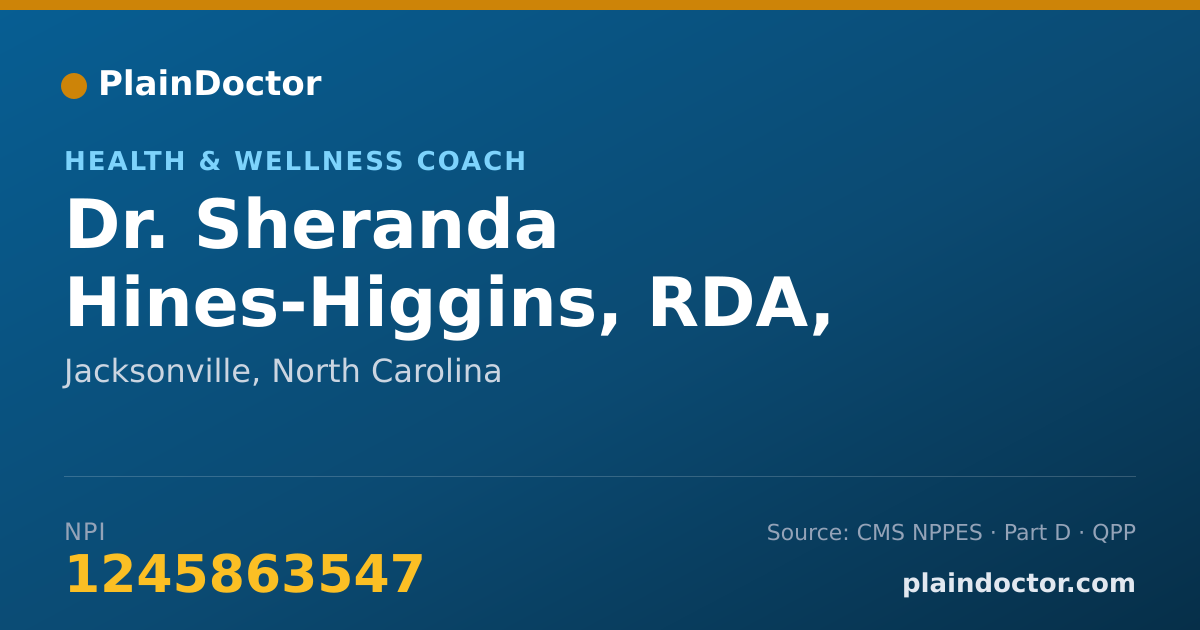 Shareable card for Sheranda Hines-Higgins, RDA, NA, PT, HHP - Health & Wellness Coach, Jacksonville, NC