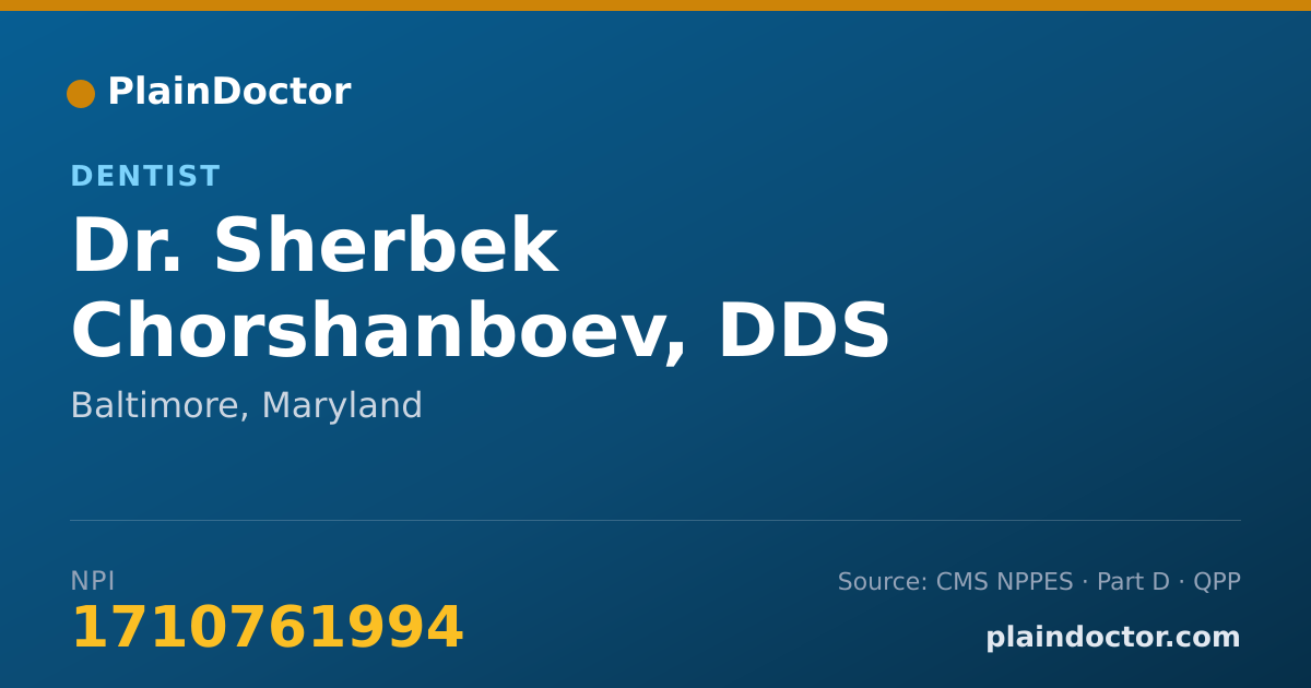 Shareable card for Sherbek Chorshanboev, DDS - Dentist, Baltimore, MD