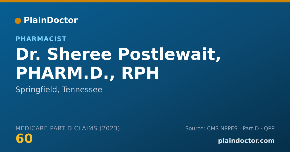 Shareable card for Sheree Postlewait, PHARM.D., RPH - Pharmacist, Springfield, TN