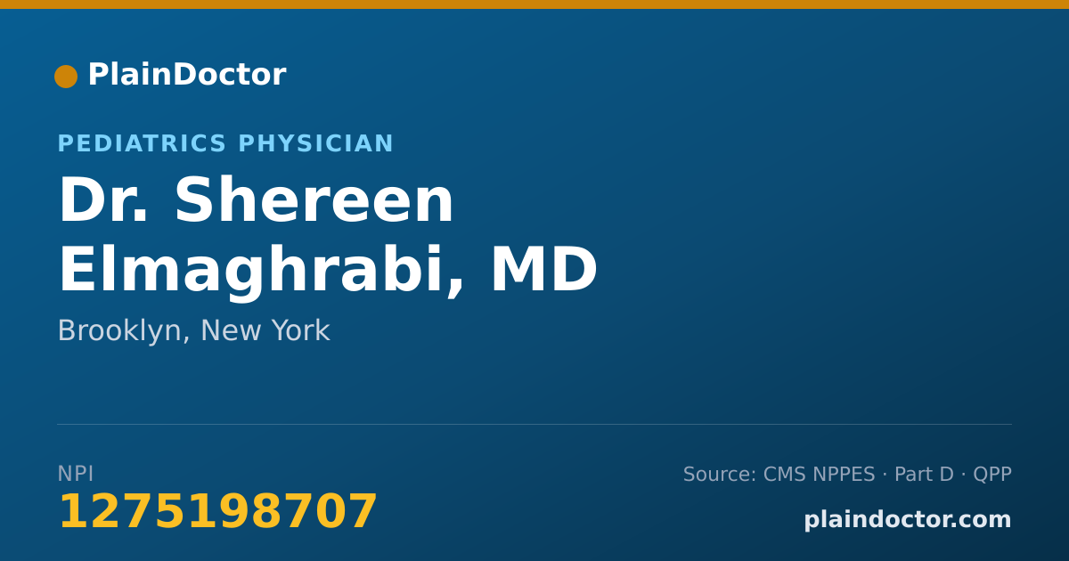 Shareable card for Shereen Elmaghrabi, MD - Pediatrics Physician, Brooklyn, NY