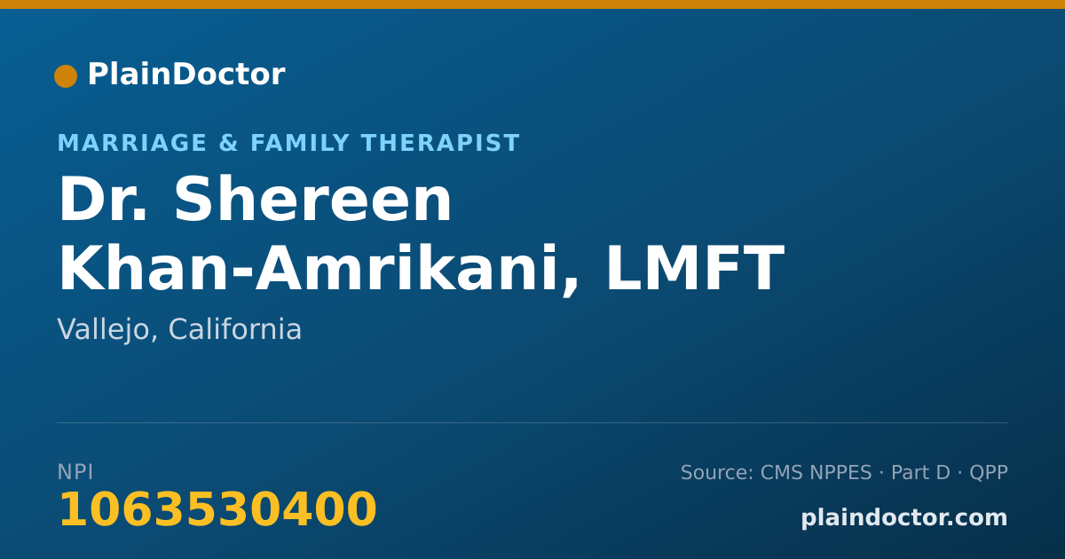 Shareable card for Shereen Khan-Amrikani, LMFT - Marriage & Family Therapist, Vallejo, CA