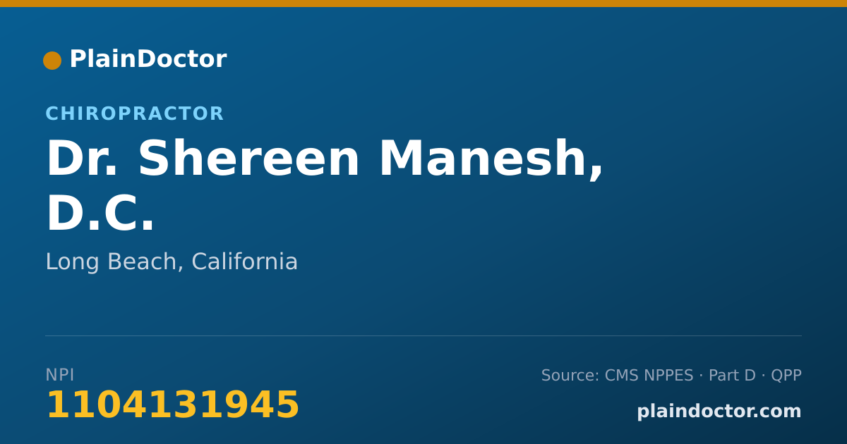 Shareable card for Shereen Manesh, D.C. - Chiropractor, Long Beach, CA