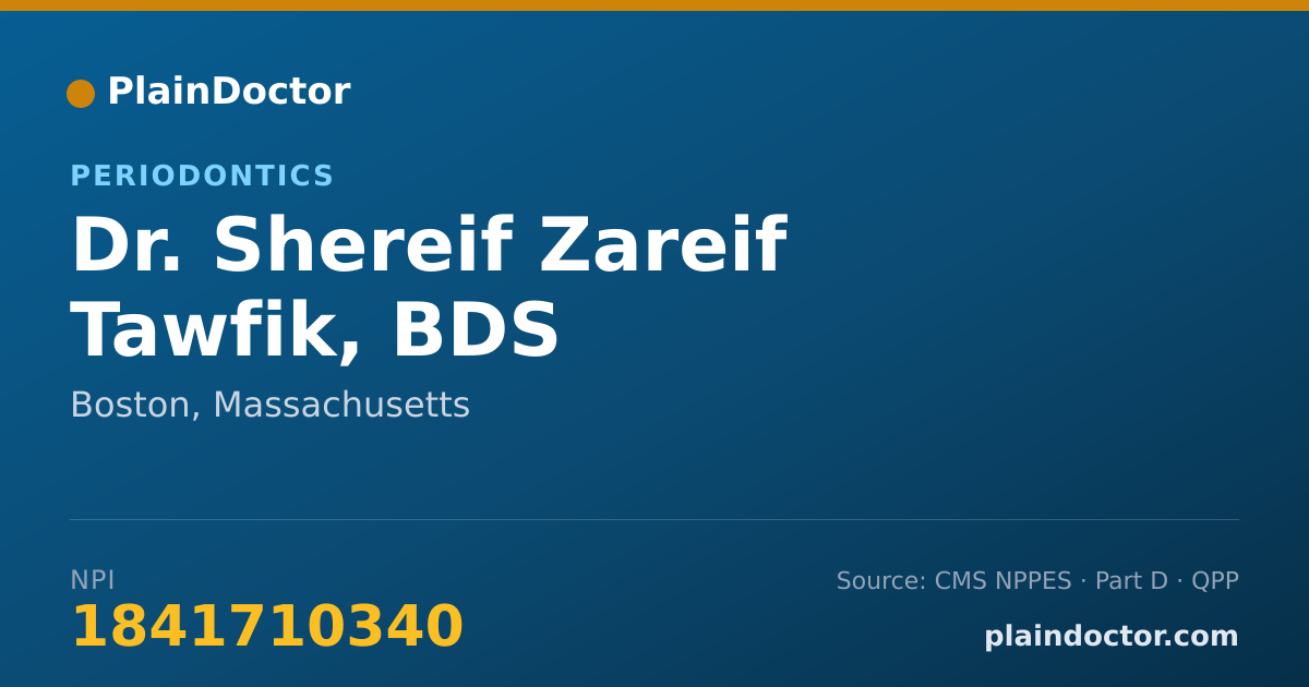 Shareable card for Shereif Zareif Tawfik, BDS - Periodontics, Boston, MA