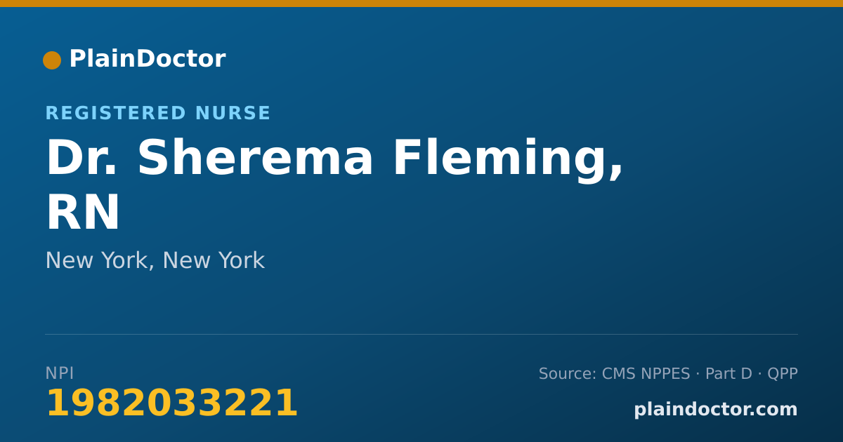 Shareable card for Sherema Fleming, RN - Registered Nurse, New York, NY