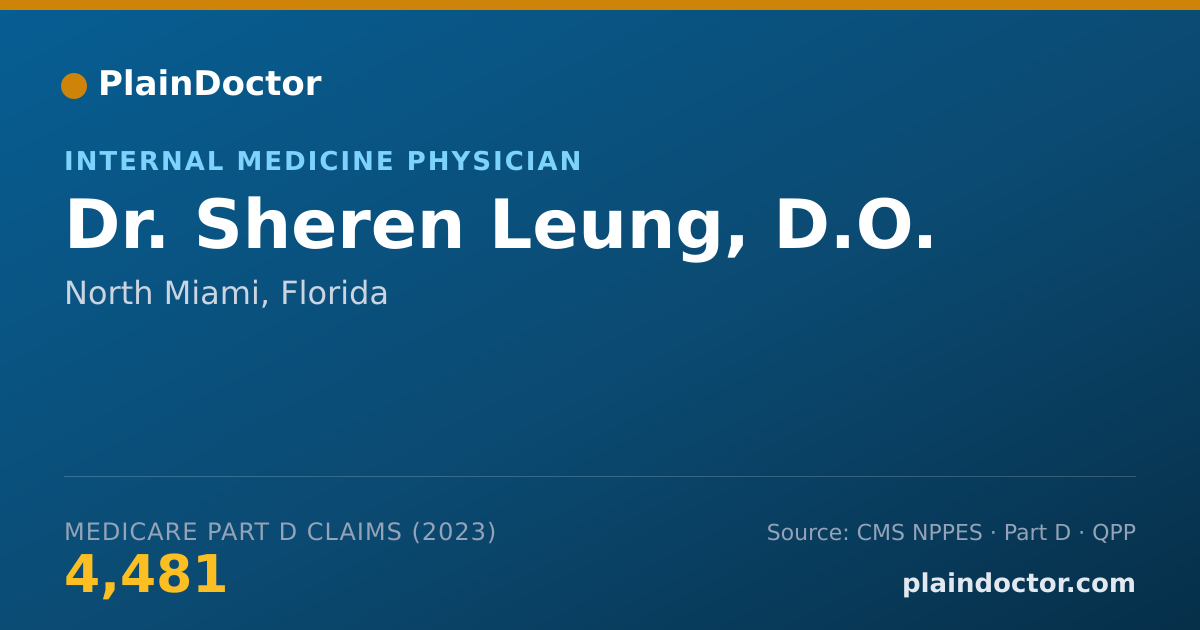 Shareable card for Sheren Leung, D.O. - Internal Medicine Physician, North Miami, FL