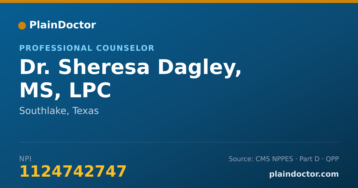 Shareable card for Sheresa Dagley, MS, LPC - Professional Counselor, Southlake, TX