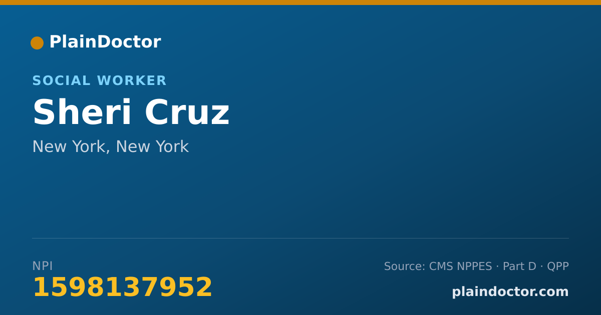 Shareable card for Sheri Cruz - Social Worker, New York, NY