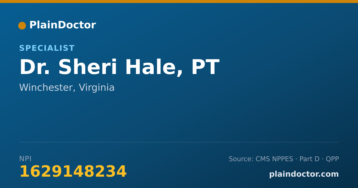 Shareable card for Sheri Hale, PT - Specialist, Winchester, VA