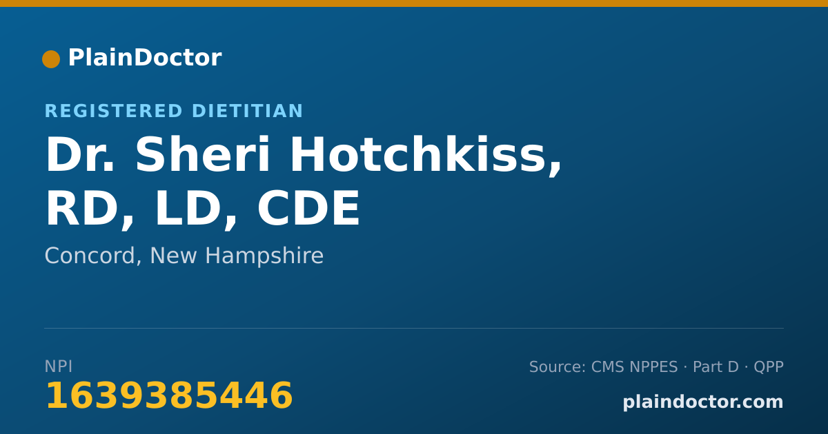 Shareable card for Sheri Hotchkiss, RD, LD, CDE - Registered Dietitian, Concord, NH