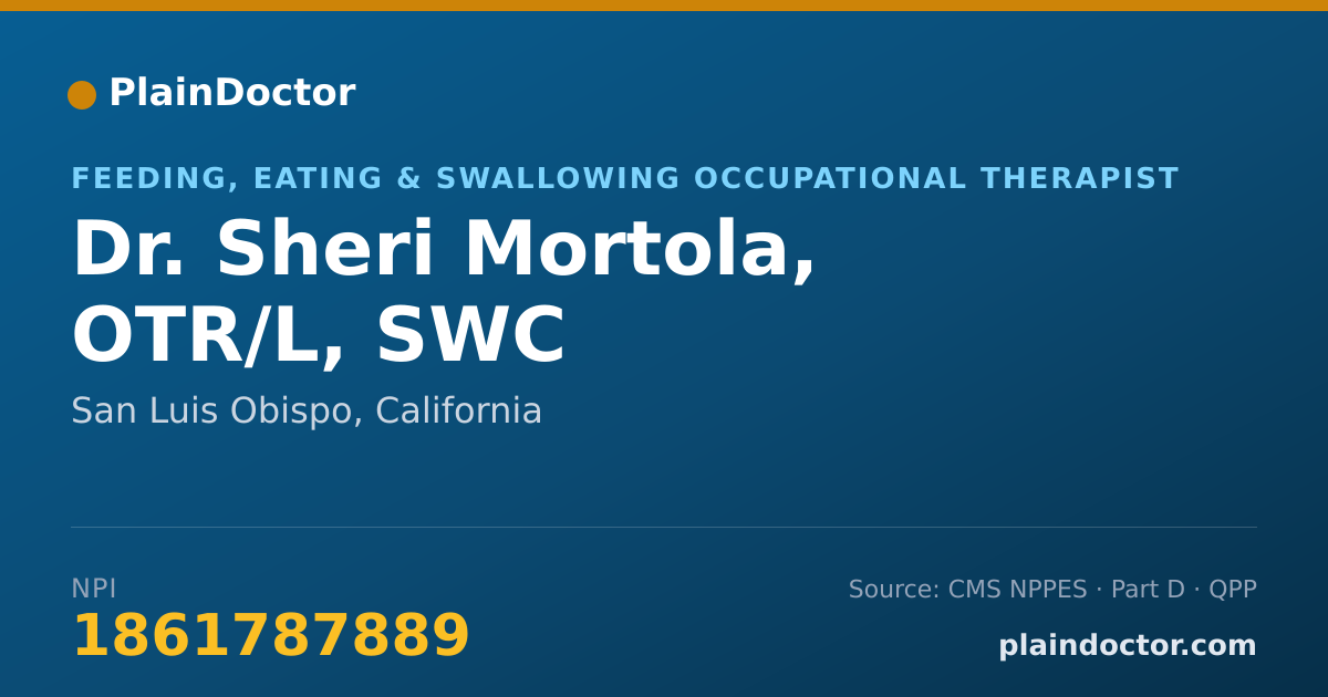 Shareable card for Sheri Mortola, OTR/L, SWC - Feeding, Eating & Swallowing Occupational Therapist, San Luis Obispo, CA