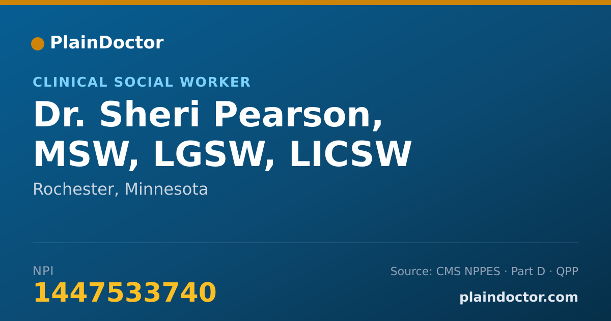 Shareable card for Sheri Pearson, MSW, LGSW, LICSW - Clinical Social Worker, Rochester, MN