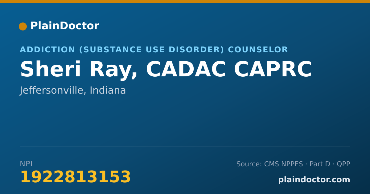 Shareable card for Sheri Ray, CADAC CAPRC - Addiction (Substance Use Disorder) Counselor, Jeffersonville, IN