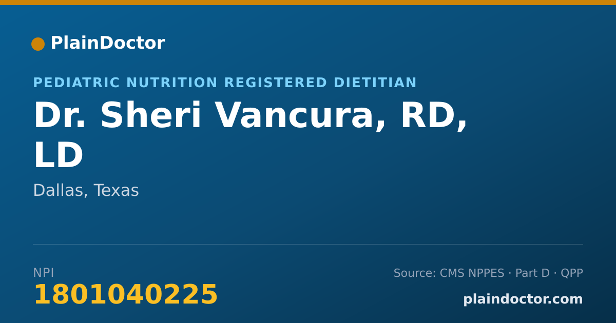 Shareable card for Sheri Vancura, RD, LD - Pediatric Nutrition Registered Dietitian, Dallas, TX