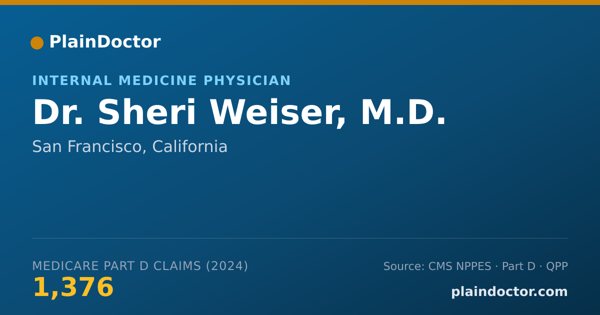 Shareable card for Sheri Weiser, M.D. - Internal Medicine Physician, San Francisco, CA