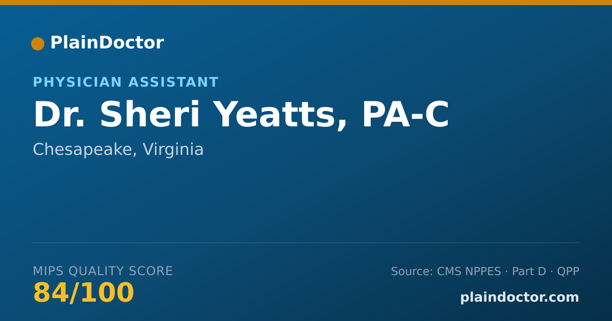 Shareable card for Sheri Yeatts, PA-C - Physician Assistant, Chesapeake, VA