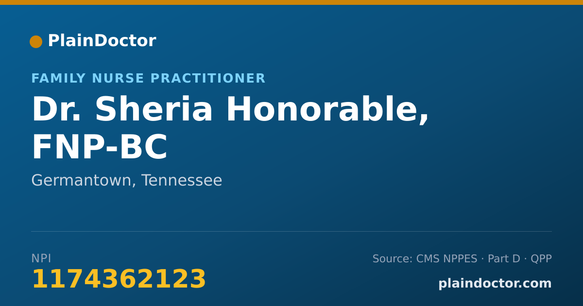 Shareable card for Sheria Honorable, FNP-BC - Family Nurse Practitioner, Germantown, TN