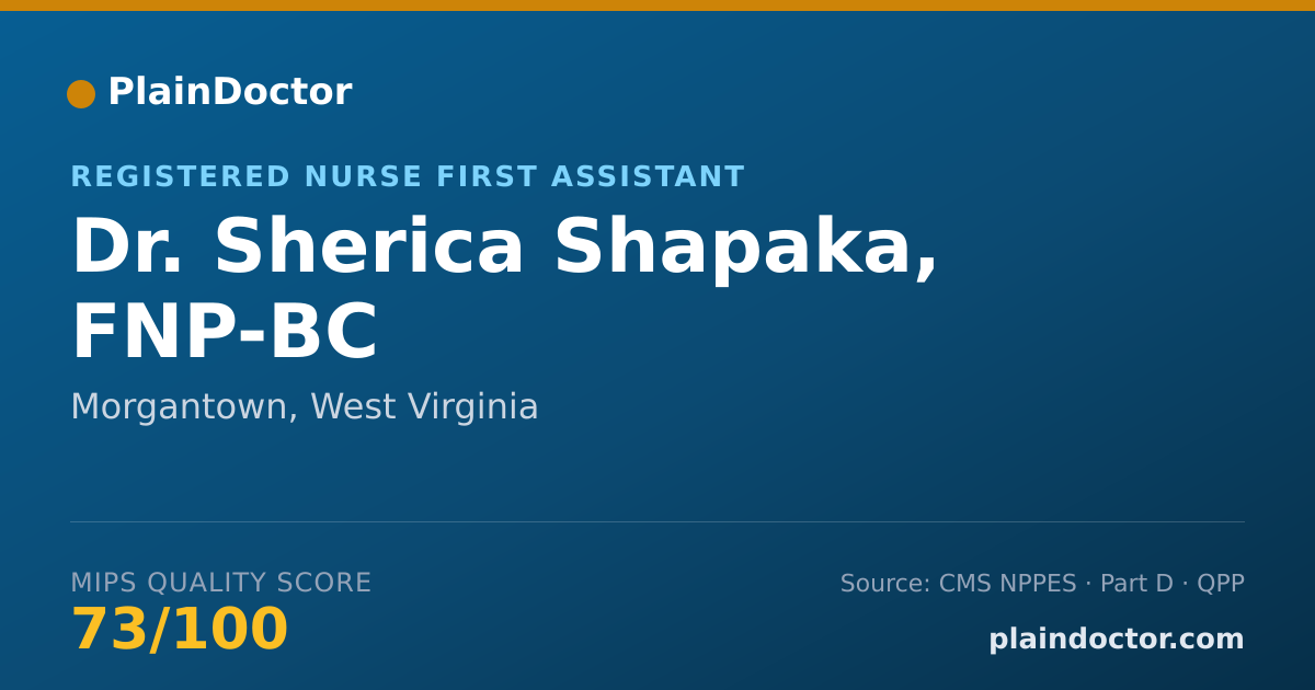 Shareable card for Sherica Shapaka, FNP-BC - Registered Nurse First Assistant, Morgantown, WV