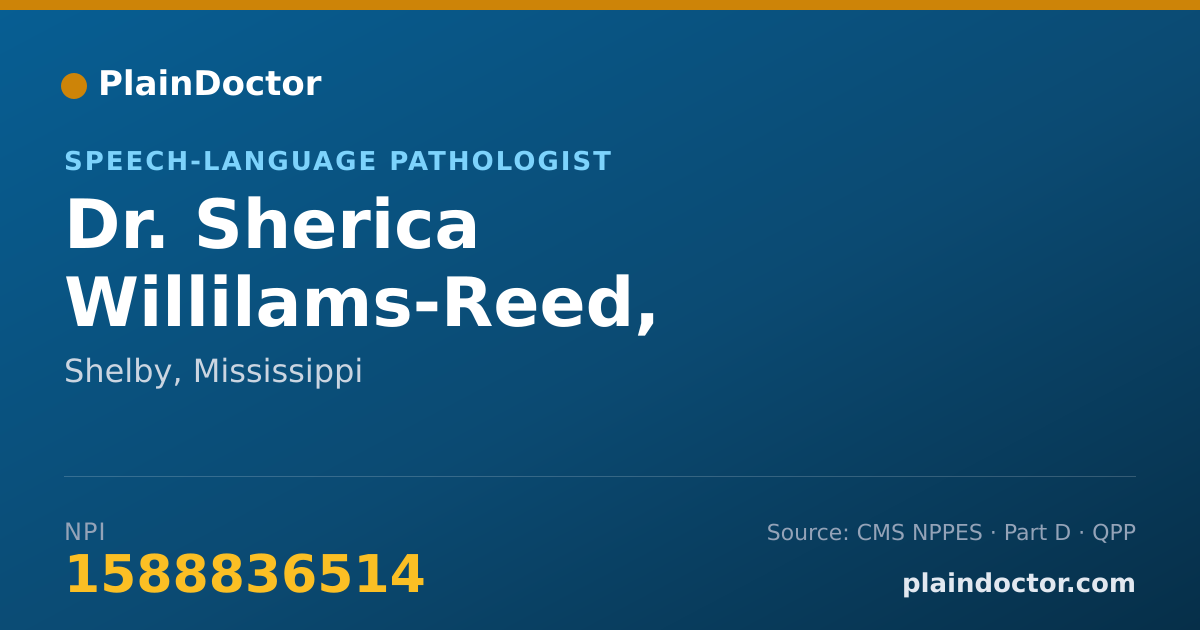 Shareable card for Sherica Willilams-Reed, CCC-SLP - Speech-Language Pathologist, Shelby, MS