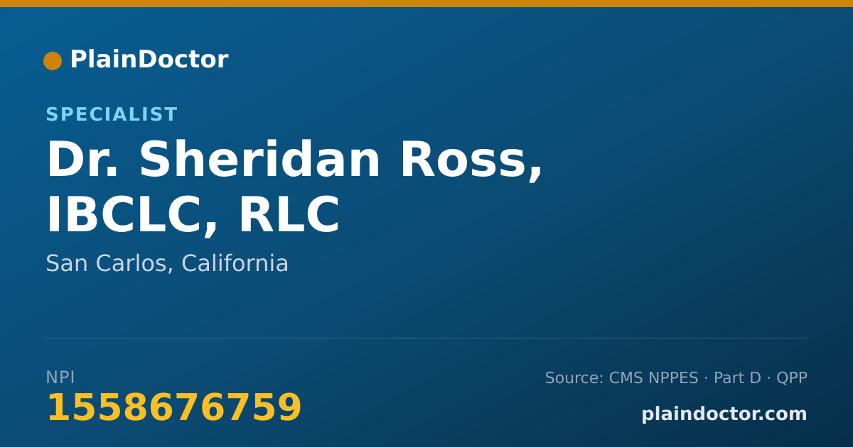 Shareable card for Sheridan Ross, IBCLC, RLC - Specialist, San Carlos, CA