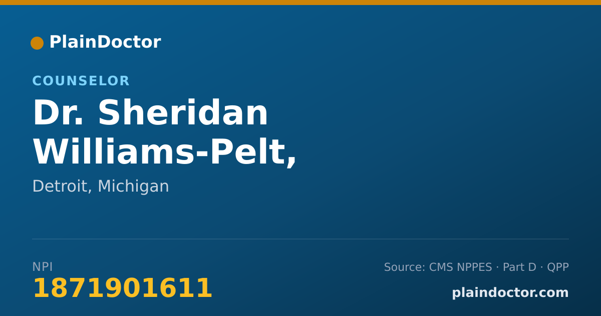 Shareable card for Sheridan Williams-Pelt, ASSOCIATE DEGREE - Counselor, Detroit, MI