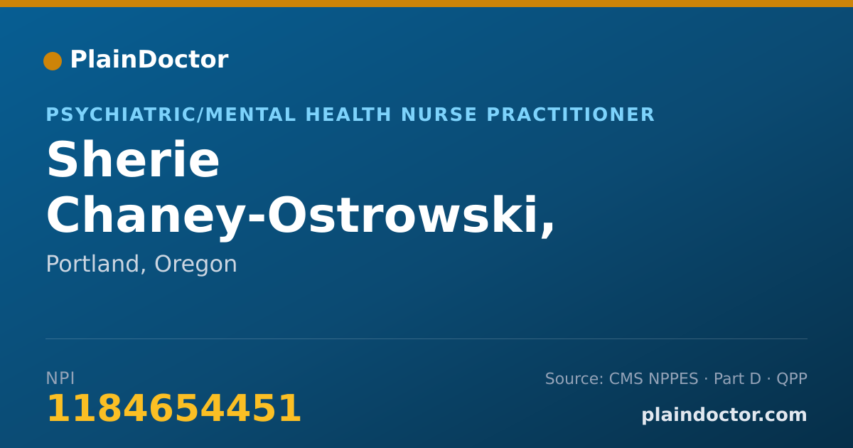Shareable card for Sherie Chaney-Ostrowski, PMHNP - Psychiatric/Mental Health Nurse Practitioner, Portland, OR