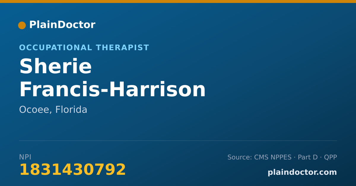 Shareable card for Sherie Francis-Harrison - Occupational Therapist, Ocoee, FL