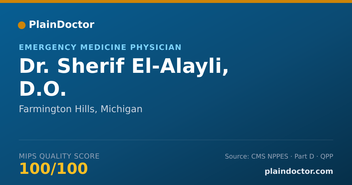 Shareable card for Sherif El-Alayli, D.O. - Emergency Medicine Physician, Farmington Hills, MI